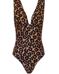 Leopard Jasper Deep V Swimsuit