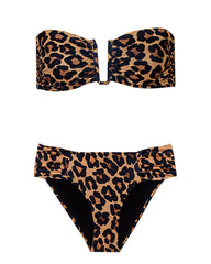 Leopard Jasper Strapless Top & Shirred Bottom