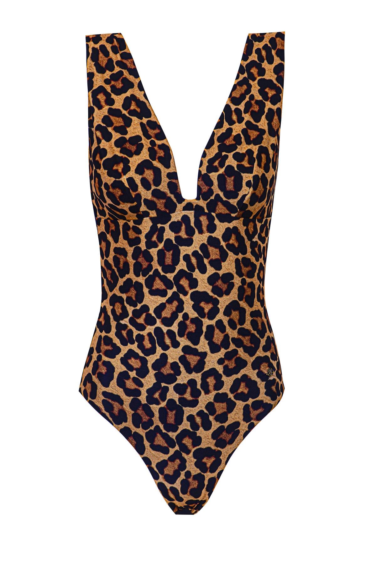 Leopard Jasper Deep V Swimsuit