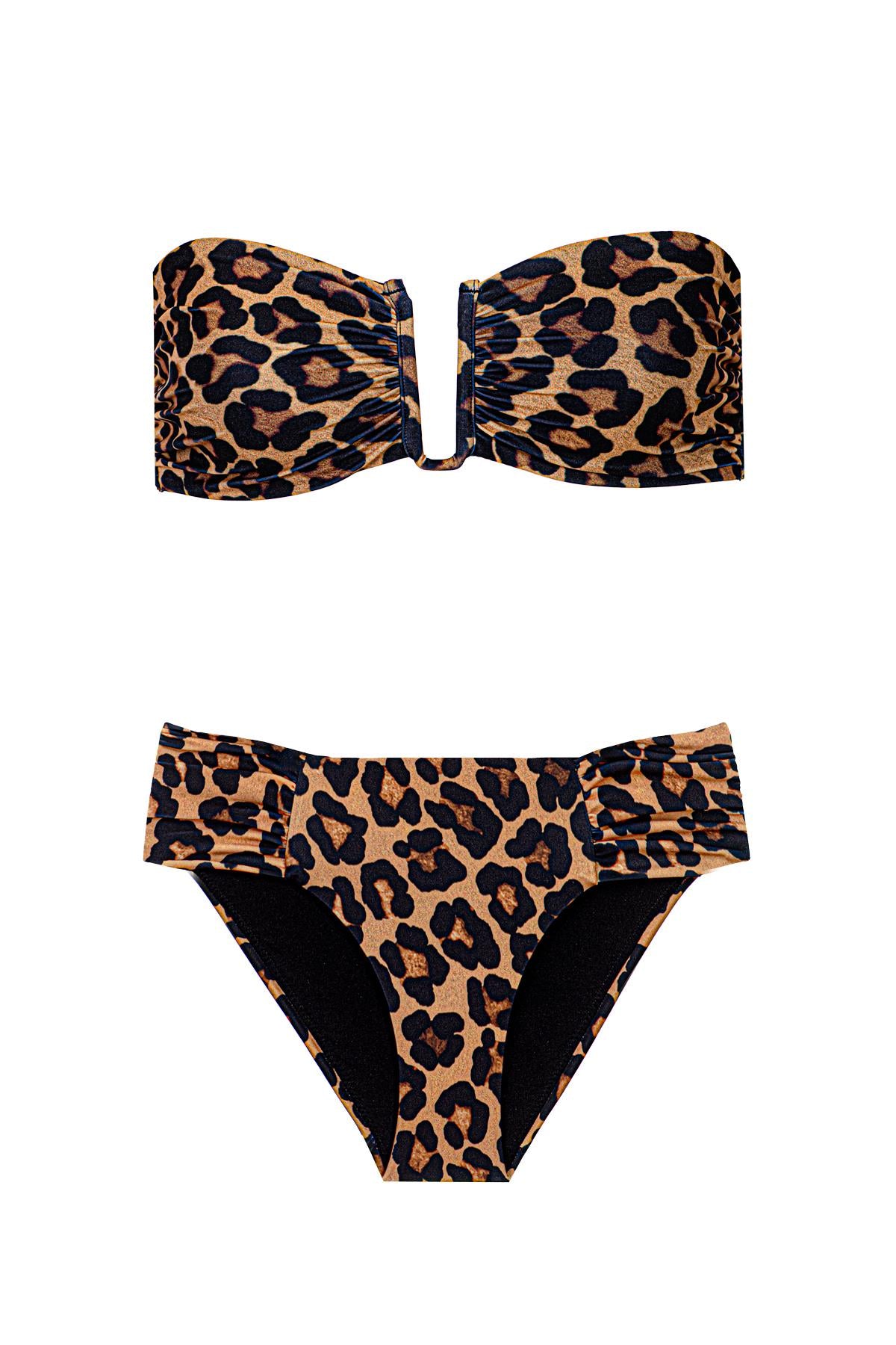 Leopard Jasper Strapless Top & Shirred Bottom