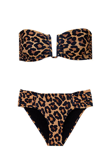 Leopard Jasper Strapless Top & Shirred Bottom