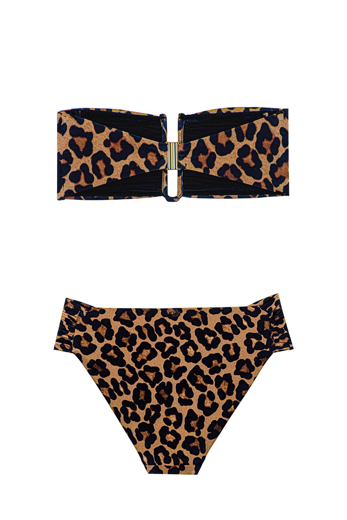 Leopard Jasper Strapless Top & Shirred Bottom