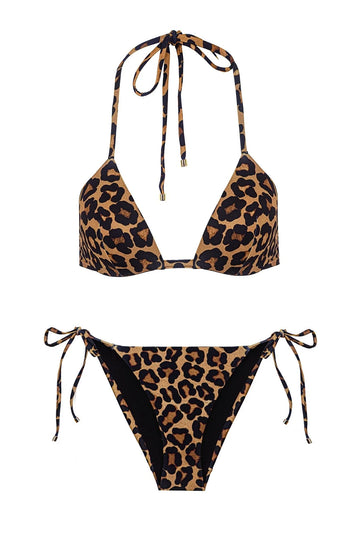 Leopard Jasper Deep V Top & Bikini Bottom