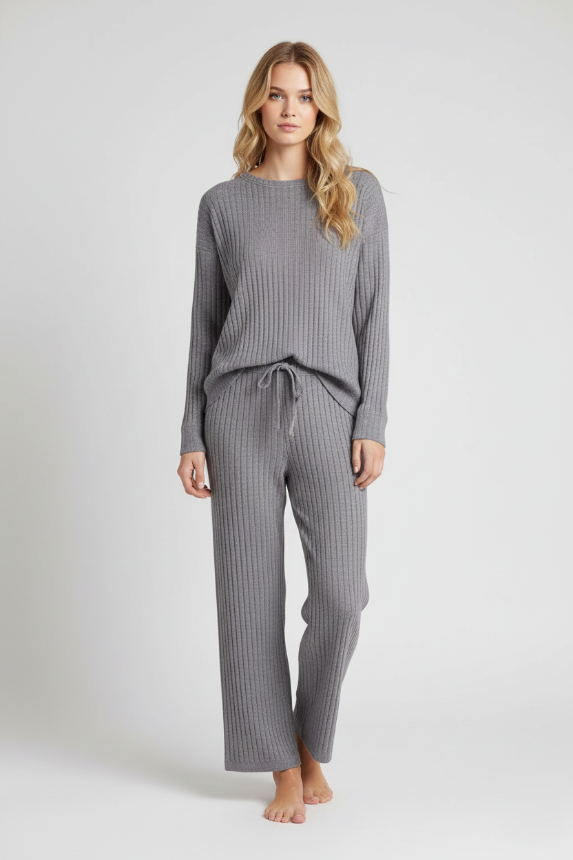 Winter Loungewear Long Sleeve LU T-Shirt Grey